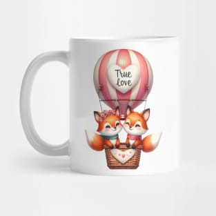 Valentine Fox Couple On Hot Air Balloon Mug